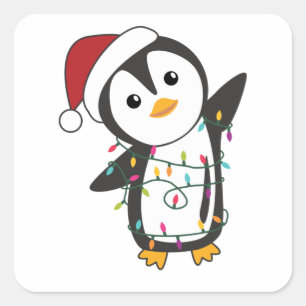 Pinguïns met kerstwinterpinguïns vierkante sticker