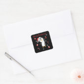 Pinguïns met kerstwinterpinguïns vierkante sticker (Envelop)