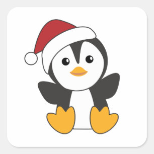 Pinguïns met kerstwinterpinguïns vierkante sticker