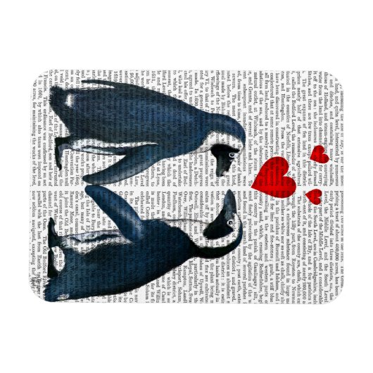 pinguïns met liefdesharten magneet (Horizontaal)