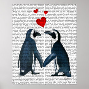 pinguïns met liefdesharten poster