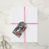 Pinguïns met rode kerstmutsen op vakantie cadeaulabel (Met Touw)