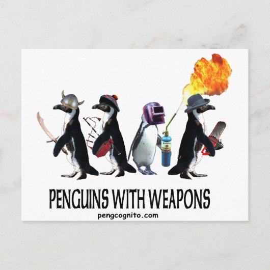 pinguïns met wapens briefkaart (Voorkant)