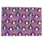 Pinguïns met winterse petten groot cadeauzakje (Achterkant)