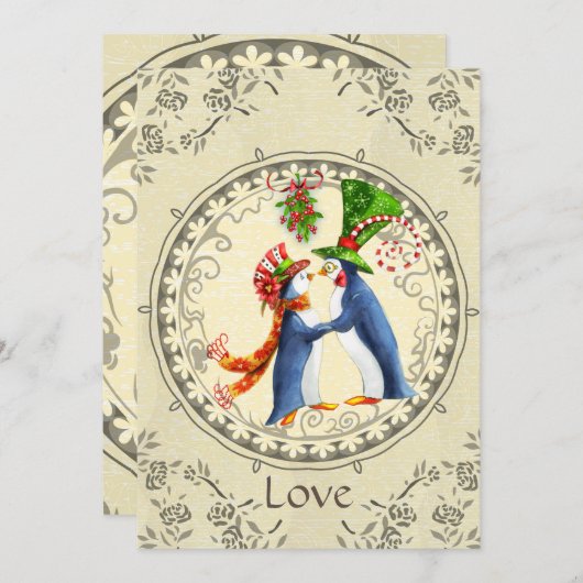 Pinguïns, Mistletoe  winter, behalve de datum Kaart (Voorkant / Achterkant)