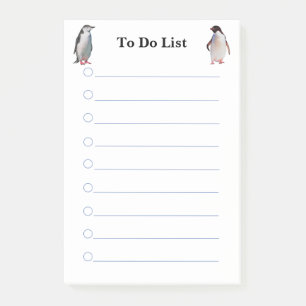 Pinguïns op witte gelinieerde takenlijst post-it® notes