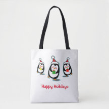 Pinguïns Prettige feestdagen kerstCanvas tas