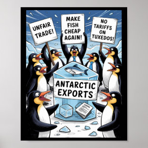 Pinguïns protesteren tegen Trump-tarieven Funny Pe Poster