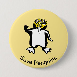 Pinguïns redden - Bedreigde dieren afbeelding - Ge Ronde Button 7,6 Cm