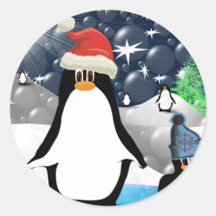pinguïns ronde sticker