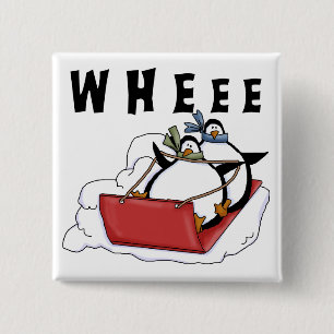 Pinguïns Sledding Tshirts en geschenken Vierkante Button 5,1 Cm