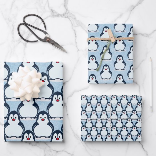 Pinguïns Snowy Design Wrapping Paper Set (Voorkant)