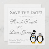 Pinguïns Sparen de Datum () Wedde Save The Date (Voorkant / Achterkant)