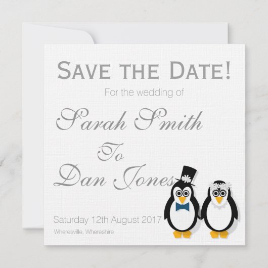 Pinguïns Sparen de Datum () Wedde Save The Date (Voorkant)