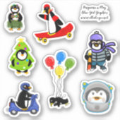 Pinguïns spelen op maat gesneden vinyl Sticker (Voorkant)