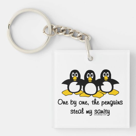 Pinguïns stelen mijn gezondheid sleutelhanger (voorkant)