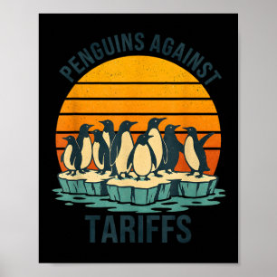 pinguïns tegen tarieven anti tarieven grappige pin poster