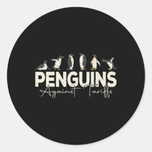 Pinguïns tegen tarieven Grappig dier Retro verzet Ronde Sticker