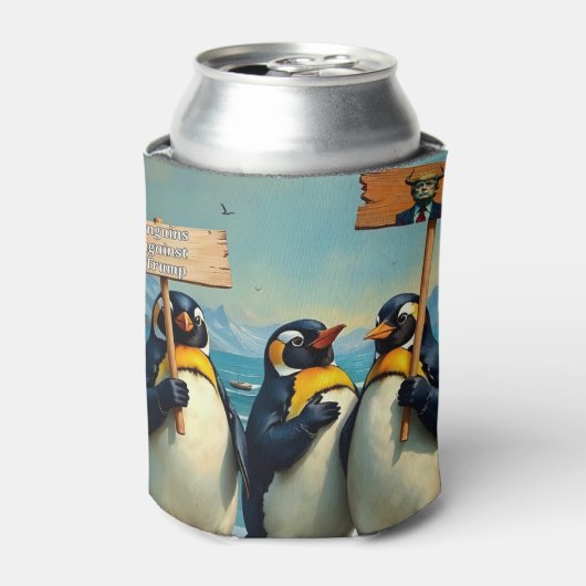 Pinguïns tegen Trump Blikjeskoeler (Blikje Voorkant)