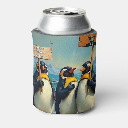Pinguïns tegen Trump Blikjeskoeler (Blikje Achterkant)
