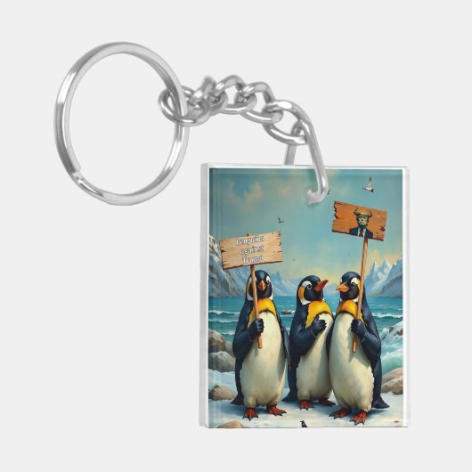 Pinguïns tegen Trump Sleutelhanger (Voorkant Links)