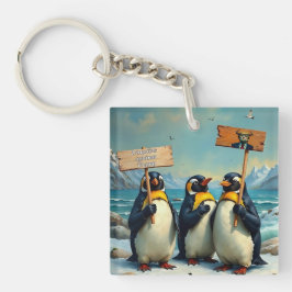Pinguïns tegen Trump Sleutelhanger