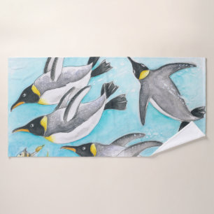 Pinguïns van keizer die Waterverf zwemmen Bad Handdoek