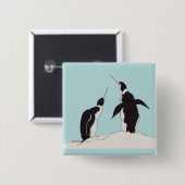 pinguïns vierkante button 5,1 cm (Voorkant /achterkant)
