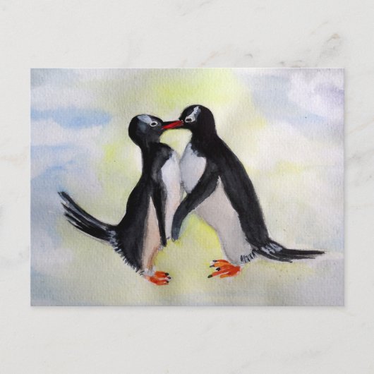 Pinguïns waterverf Briefkaart (Voorkant)