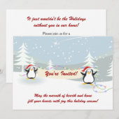 Pinguins Winter Scene Holiday Party Uitnodigingen (Voorkant / Achterkant)
