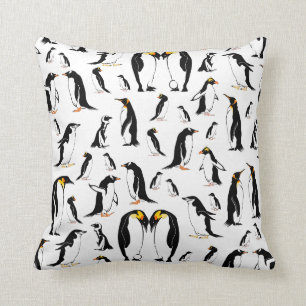 Pinguïns zwart-wit patroon kussen