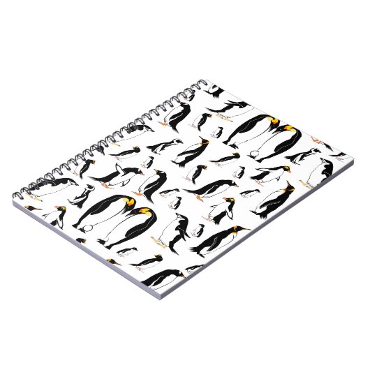 Pinguïns zwart-wit patroon notitieboek (Linkerzijde)