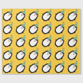 PinguïnsMet Oranje achtergrond-dag Cadeaupapier (Vlak)