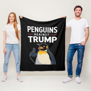 Pinguïnsvleugels omhoog verzetten pinguïns tegen T Fleece Deken