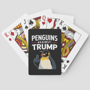 Pinguïnvinnen Omhoog Verzette Pinguïns Tegen Trump Pokerkaarten