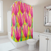 Pinik Tulips motif rideau de douche (En situation)