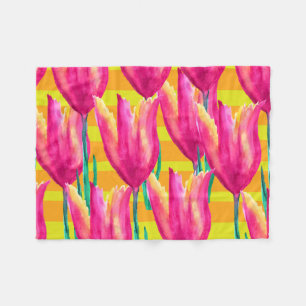 Pinik Tulips patroon Fleece Blanket