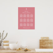 Pink 12 Table Christening Seating Chart Poster (Cuisine)