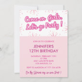 Pink 12e anniversaire invitations mode fun tendanc (Devant)