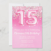 Pink 15e anniversaire Invitation Girly Parties sci (Devant)