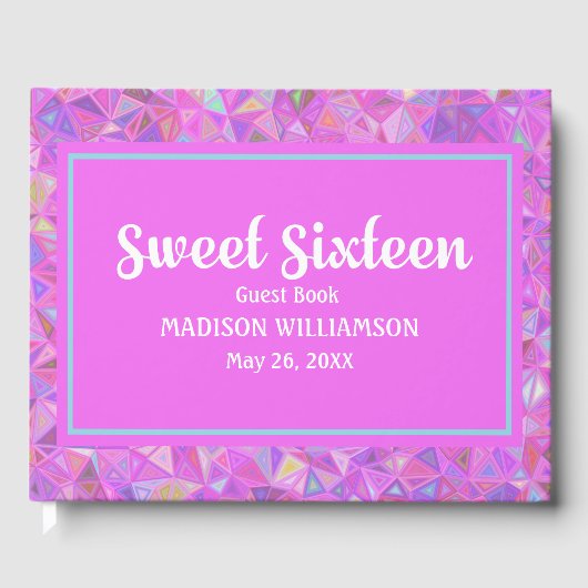 Pink 16 Anniversaire Personnalisé Livre d'Invité G (Recto)