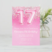 Pink 17th Birthday Invitation Girly Pink Parties s (Debout devant)