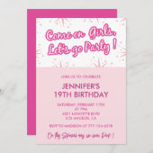 Pink 19e anniversaire invitations fun branché fill (Devant / Derrière)