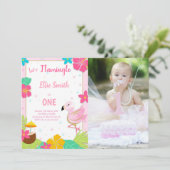 Pink 1er anniversaire Flamant rose Invitations ave (Debout devant)