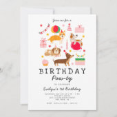 Pink 1er anniversaire Invitation de Pawty Party (Devant)