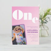 Pink 1er anniversaire invitations pour sa Retro Ph (Debout devant)