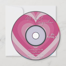 Pink 2000s Aura Hearts Music CD Birthday Kaart