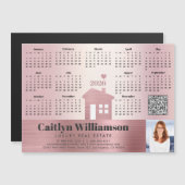 Pink 2026 Calendrier Realtor Photo QR Code Magnet (Devant / Derrière)