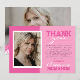 Pink 2 Toned Graduation 2 Carte de remerciements p