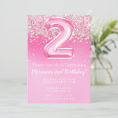 Pink 2ème anniversaire Invitation Girly Pink Parti (Debout devant)